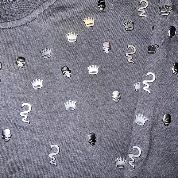 MACEOO Crew Neck Sweatshirt Embroidered Embellished Skull Snake Metal - Picture 4 of 11